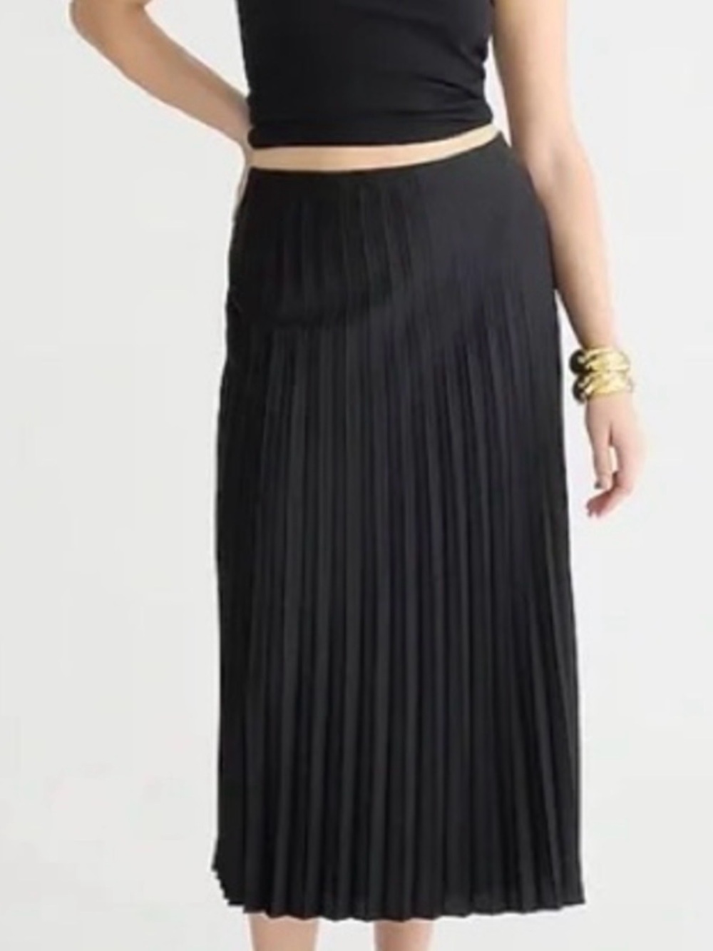 J. Crew | NWT | Gwyneth | Pleated | Satin Midi Slip Skirt | Black | XS